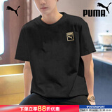 彪马（PUMA）t恤男装 夏季新款运动服健身训练上衣服圆领宽松透气全棉体恤短袖 689270-01/黑色-金标/主推款 L 180/100A 推荐体重140-160斤
