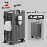 大嘴猴（paul frank）行李箱多功能拉杆箱女轻音万向轮拉链旅行箱男出差大容量学生皮箱 太空灰 22英寸