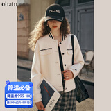 Olrain欧芮儿奶杏色休闲加厚短外套女冬装年新款显瘦休闲毛呢大衣 奶油杏 S