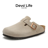 Devo软木拖鞋女秋冬季舒适包头拖鞋勃肯鞋女士拖鞋3624 灰色反绒皮 40 （建议拍小一码）