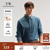 Teenie Weenie小熊男装休闲牛仔衬衫男秋冬长袖美式复古衬衣 牛仔色 M 170