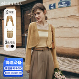 Olrain欧芮儿条纹背心针织衫+小外套女春装新款女装抹胸开衫针织 卡其 M