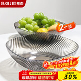 拜杰水果盘零食盘家用果盘客厅干果盘托盘糖果坚果盘透明黑2只装