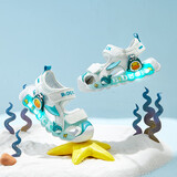 B.Duck小黄鸭童鞋儿童凉鞋男女童卡通时尚灯鞋夏季包头沙滩鞋5006白绿25