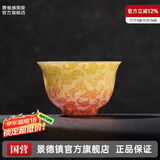景德镇陶瓷手工扒花主人杯家用渐变功夫茶杯泡茶壶盖碗套装高颜值送礼物 扒花单杯-落日余晖70ml1只
