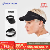 迪卡侬（DECATHLON）空顶帽男女夏天遮阳帽太阳帽鸭舌帽户外运动帽跑步帽子RUNC 新黑色-可调节松紧带款 新空顶帽松紧带（建议头围50-62厘米）
