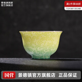 景德镇陶瓷手工扒花主人杯家用渐变功夫茶杯泡茶壶盖碗套装高颜值送礼物 扒花单杯-碧翠流金70ml1只