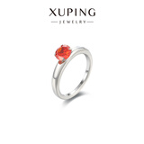 XUPING旭平首饰时尚气质优雅小众设计高级感饰品指环戒指送女朋友礼物 橘红色-闭口6码