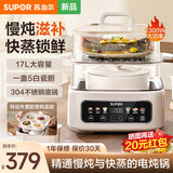 苏泊尔（SUPOR）电炖锅电蒸锅电炖盅隔水炖煲汤锅炖汤锅0涂层多功能白瓷炖盅上蒸下煮燕窝炖盅电煮锅蒸锅 DZ20FC871 17L