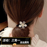 BARY REEF 韩国2022新款蝴蝶结花朵头饰猫眼石水钻发圈头绳女橡皮筋扎头发马尾 花朵发绳（头发上这个）