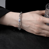 MOLC 优质钛钢熔岩双层星芒缠绕手链男小众简约设计高级感潮高街学生送男友礼物 熔岩手链S0661