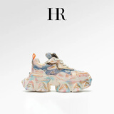 HR赫莲娜【街头涂鸦】老爹鞋女真皮百搭2026新款厚底防滑透气鞋子女 粉兰 36