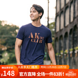 AKSERIESAK男装复古AK字母经典晕染印花亲肤舒适圆领休闲短袖T恤男1700083 藏蓝色 XXXL