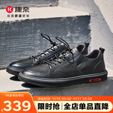 康奈男鞋 新款休闲鞋百搭潮流真皮鞋纯色系带运动男士系带鞋 1175801 潮流款（简约风黑色） 43