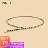 viney牛皮女士皮带时尚腰带装饰链条腰链外搭西装收腰裤带裤带生日礼物