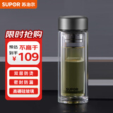 苏泊尔（SUPOR） 双层耐热玻璃杯C 双层隔热高硼硅杯子 380ml流光银 KCG38AZ10