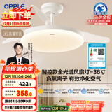 欧普（OPPLE）风扇灯吊扇灯护眼全光谱智控LED照明Ra95餐厅卧室灯包安装 冰风白