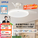 欧普（OPPLE）客厅风扇灯吊扇灯隐形卧室餐厅吊灯高显色调光大风量静音吊扇 性价比首选【36寸24瓦白光】遥控调光调风