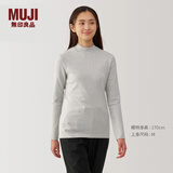 无印良品（MUJI）女式 起毛罗纹编织半高领长袖T恤 上衣打底衫女款内搭春秋女装 浅灰色 4A L （165/88A）