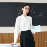 伯德小姐白色衬衫女小个子穿搭蝴蝶结衬衣职业大学生面试正装通勤上衣