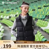 坦博尔羽绒马甲女短款立领宽松保暖女士背心马夹TD238006 黑色 180 