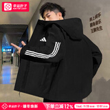 阿迪达斯棉服男装 25秋冬新款运动健身跑步梭织连帽夹克保暖舒适加厚外套 黑色新款大棉服/主推 M