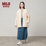 无印良品（MUJI）女式 长毛抓绒 大衣 长袖秋冬款 羊羔绒外套外衣 女装 BB2QPA4A 象牙色 XL (165/92A)