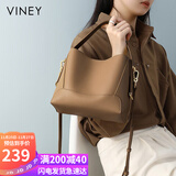 viney牛皮包包女包大容量水桶包品牌单肩斜挎包生日礼物轻奢送女友老婆