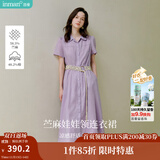 茵曼（INMAN）【苎麻】法式娃娃领连衣裙女装2025夏季新品泡泡袖裙子 冰兰紫 S