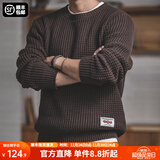 马登工装 圆领粗线毛衣男秋季阿美咔叽宽松复古纯色保暖针织衫 咖啡色 L