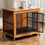 茉宠【狗笼子木质家具款】小型犬中型犬大型犬带厕所宠物金毛边牧专用 木胡桃 97*67*89.5（推荐65斤内）热销尺码 基础款-【笼子+托盘+轮子】