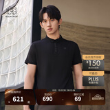 KOLON SPORT/可隆速干POLO 男士吸湿小翻领抗菌户外运动印花短袖 LHPT5MTT31-BK 黑色 XL 180/100A