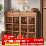 安尔雅新中式鞋柜门口简易鞋架家用收纳透气大容量多层玄关柜 四门带抽