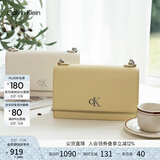 Calvin Klein小众单肩包礼物荔枝纹包包金属搭扣链条翻盖CK女包斜挎包DH2806 GTR-牛乳白 OS