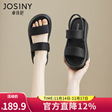 卓诗尼厚底凉鞋女2025年夏季新款增高休闲舒适女鞋子仙女风运动沙滩鞋女 黑色 37