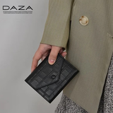 DAZA真皮短款钱包女小众设计质感折叠卡包钱夹一体包2025新款时尚小巧 鳄鱼纹（9580头层牛皮）