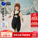 迷你巴拉【三防羽绒裤】男女童秋冬新款裤子保暖羽绒背带裤 黑色90001-230425108212 100