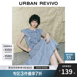 UR2025夏季新款女装复古牛仔荷叶边牛仔连衣裙UWG850114 蓝色 M