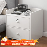 立太（LEADTEK） 床头柜简约现代卧室床边柜家用简易收纳柜多功能省空间带锁柜子 【双抽带锁】暖白色