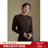 独束大码女装【发热防静电】百搭打底衫女显瘦秋冬新款胖mm针织衫 棕咖色 2XL