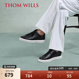 THOM WILLS男士板鞋冬季低帮真皮舒适休闲透气百搭休闲鞋潮 黑色G141-1(标配两双鞋带) 40 /7码