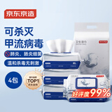 京东京造杀菌湿巾80片*4包 消毒湿纸巾非酒精湿巾可灭活病毒率99%