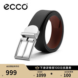 爱步（ECCO）男士方扣牛皮皮带礼盒商务休闲腰带黑色910589290922黑色/深棕色