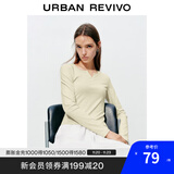 UR2025秋季新款女装时尚休闲简约基础修身T恤UYB450010 米黄 M