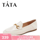 他她（TATA）方头乐福鞋女休闲平底一脚蹬小皮鞋女单鞋春秋款FLC22AM4 米色 40