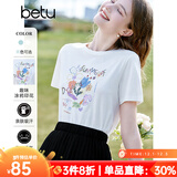 百图betu女装夏季新款T恤趣味涂鸦印花艺术感短袖T恤女2303T30 白色 M