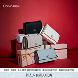 Calvin Klein通勤风小众单肩包礼物荔枝纹包包金属搭扣链条翻盖CK女包斜挎包 UB1-太空黑 OS