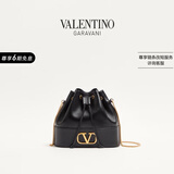 华伦天奴VALENTINO女士 VLOGO SIGNATURE 羊皮革迷你水桶包 黑色 均码