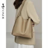 金狐狸（FOXER）头牛皮女士包包女包大容量水桶包手提单肩斜挎包轻奢女友生日礼物