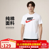 耐克（NIKE）春夏男T恤宽松休闲运动服DX1986-101 白色  XL 